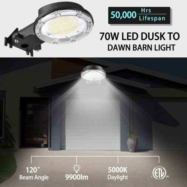 Belysning 70W LED Barn Lights Dusk to Dawn Outdoor Yard Light, ZQKLA
