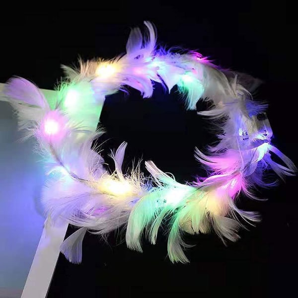 Light Up Headband LED Feather Headbands Luminous Festival Ha,ZQKLA