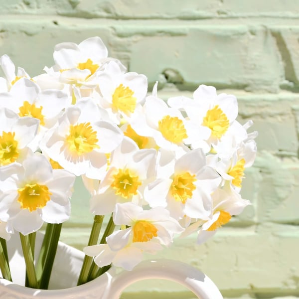 12 stk. Hvide Kunstige Påskeliljer Blomster 41 cm til Par, ZQKLA