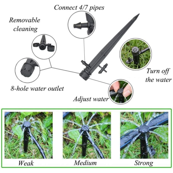 20 stk Dryppvanning Mikrosprinkler, 360 Grader 8 Hull Vann F