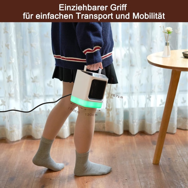 Mini varmeblæser, mobil varmeblæser, energibesparende, 2 varmeindstillinger, ZQKLA