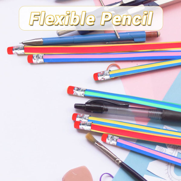 40 st 7 tums flexibla magic pennor, färgglada randiga mjuka P, ZQKLA