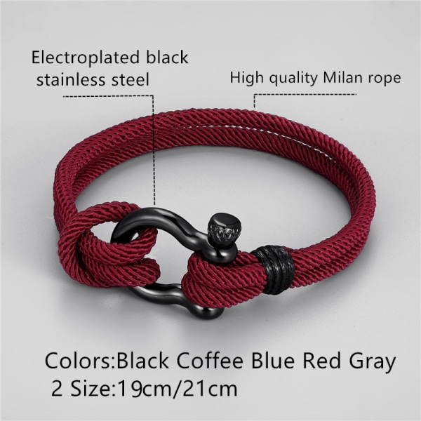 2 st nautiskt armband handgjorda nylon för män (blått, rött), ZQKLA