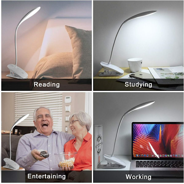 Barnes skrivebordslampe, USB oppladbar clip-on leselampe, ZQKLA