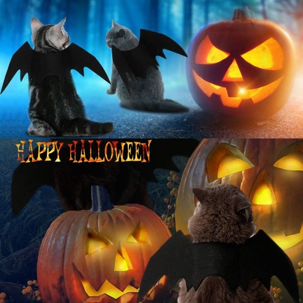2-osaiset Pet Cat Bat Wings Halloween -juhlakoristeet, pentu, ZQKLA