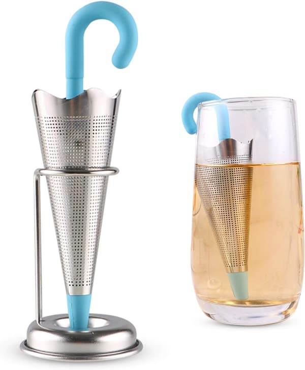 Silikon te-infuser, stor blå paraply, matkvalitet silikon te