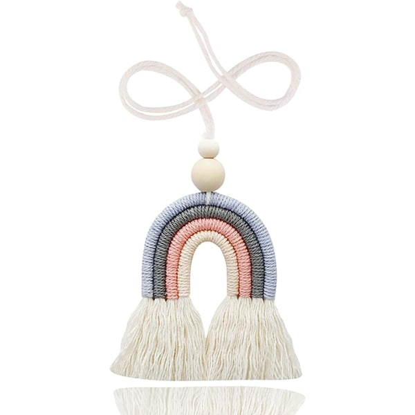 1 st Macrame Regnbåge Bilberlock med Träpärlor för Hemmet, ZQKLA