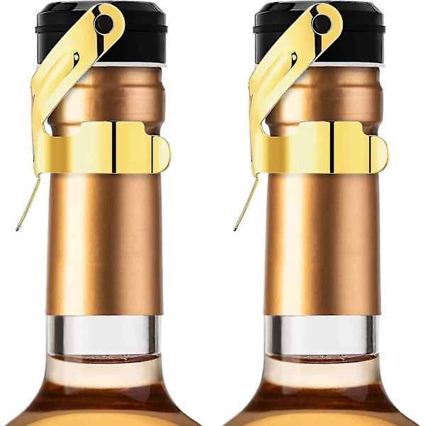 Champagne Stopper, 2-pack Rostfritt Stål Champagne Flaskkork Tätning För Cava Prosecco Mousserande Vin Stopper Gold
