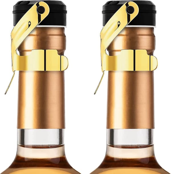 Champagneprop, 2 stk. Rustfrit Stål Champagneflaskeprop Forsegler til Cava Prosecco Mousserende Vinprop Gold