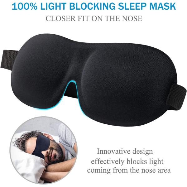 Sömnmask 3-pack, uppgraderad 3D-konturformad 100 % Blackout Eye M,ZQKLA