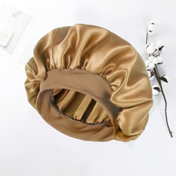 Bred Elastisk Strikk Kantløs Dusjhette Sammenleggbar Tynn Unisex Sateng Ensfarget Sovehette Hårpleie Silver
