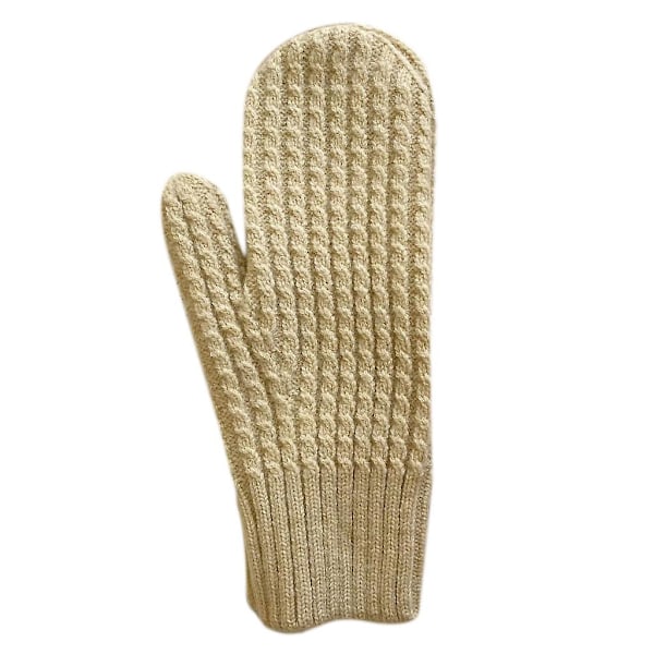 Vintervirkade handskar helfinger stickade vantar enfärgad varma handskar Beige