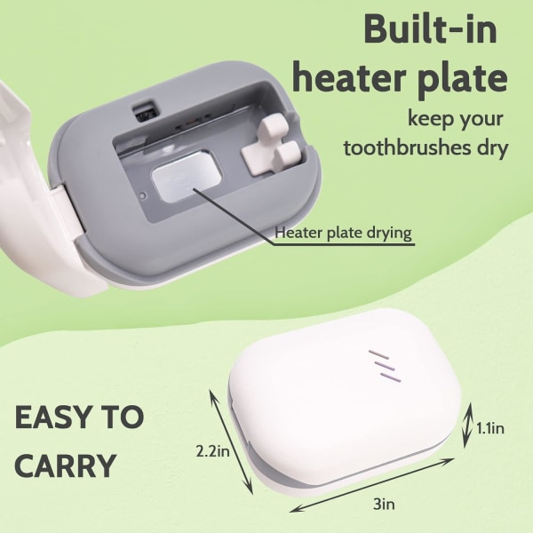 Tandbørste-desinfektionskasse, Eliminerer op til 99,99%, Rec,ZQKLA