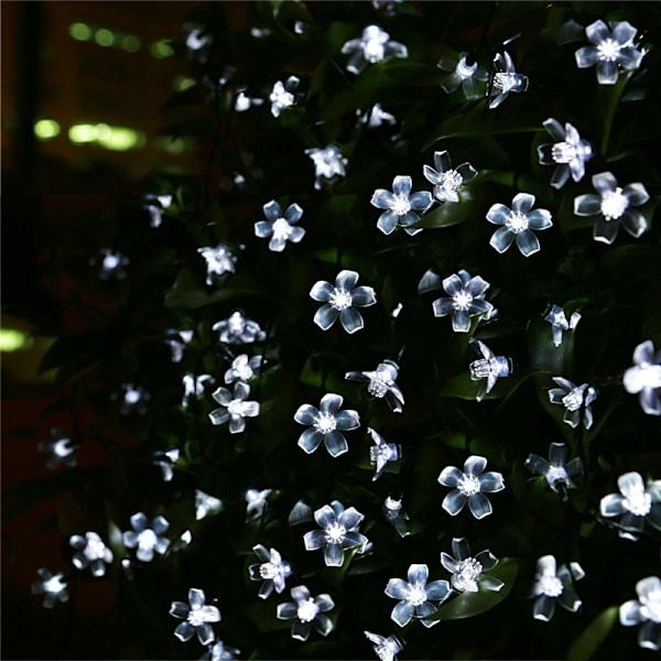 7M 50 LED Kirsebærblomst Solcelle Lysstreng Hage Fairy Lys Sakura Color