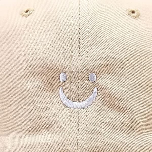 Smiley Baseball Cap for Women and Men, Adjustable Low Profile Unstructured Cotton Dad Hat, AB