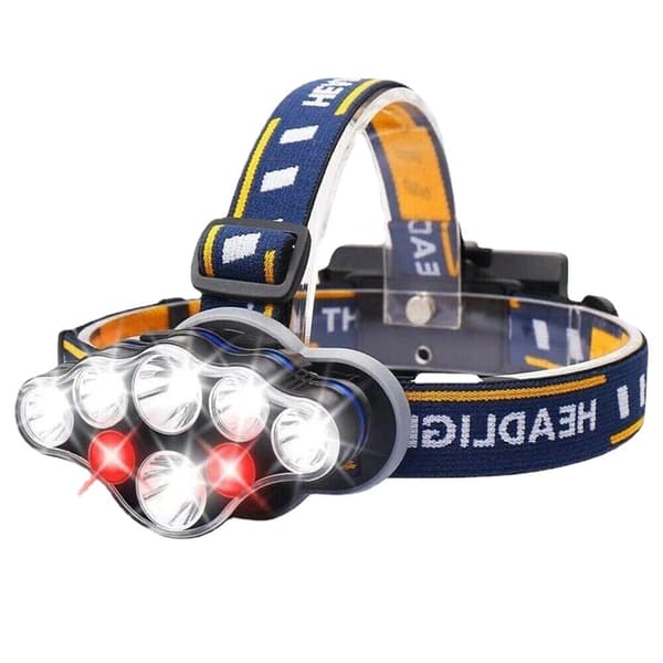 Hodelykt, 2000 lumen kraftig hodelykt, 8 LED 8 moduser oppladbar, ZQKLA