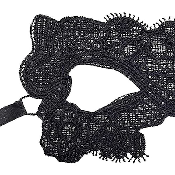 Sexig Svart Spetsmask för Maskerad Halloweenfest Bal Ca