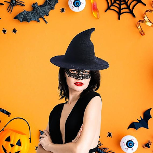 Häxhatt för kvinnor Modern stickad ullhatt för Halloween, ZQKLA