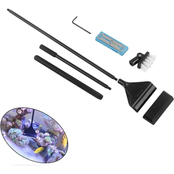 Aluminium Magnesium Alloy Aquarium Scraper Cleaner børste med Stai