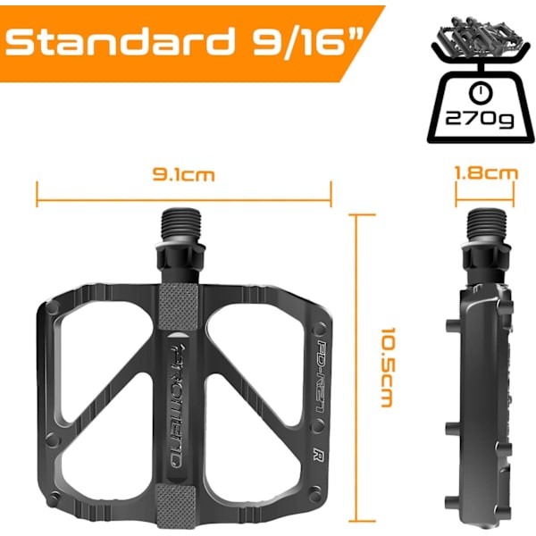 Sykkelpedaler, Universelle MTB-pedaler Slitesterke Sklisikre Brede Platfo