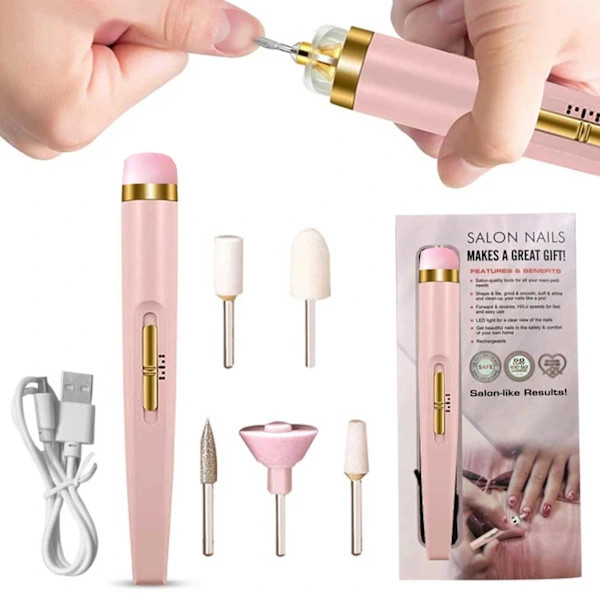 Elektrisk Neglefil - Elfil - 5 Bits rosa,su