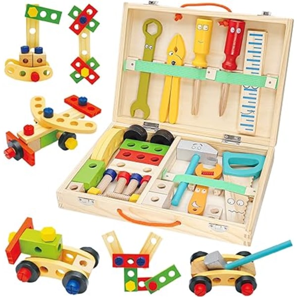 Lasten työkalulaatikko, puiset lelut Lasten työkalulaatikko, DIY Ch, ZQKLA