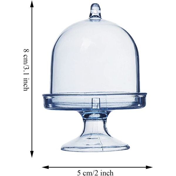 12 stykker Mini Cake Cloche Stand, Mini Transparent Cake Stan, ZQKLA