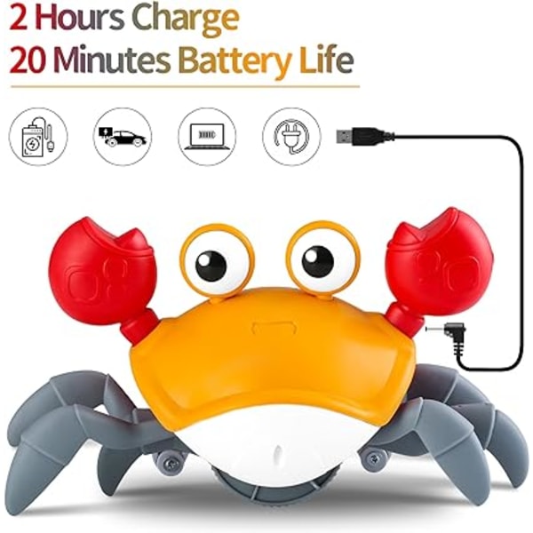 Baby Crawling Crab Toy har musik och LED-lampor, Toddler Interac