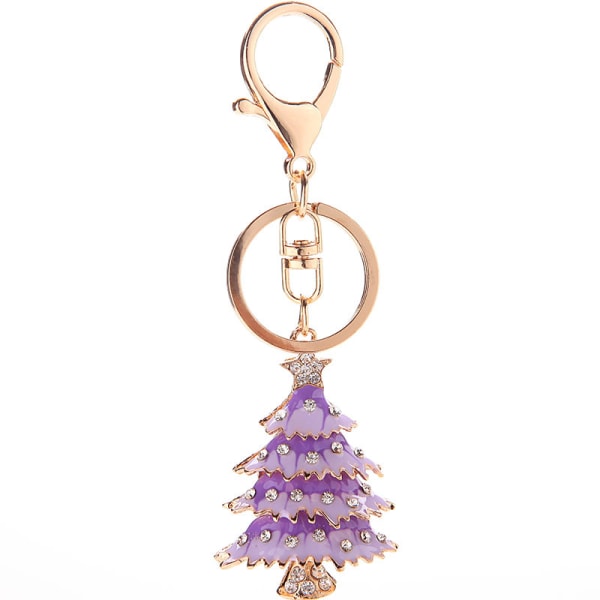 Christmas Tree Key Ring Charm Hänge Rose Gold Tone med Sp,ZQKLA