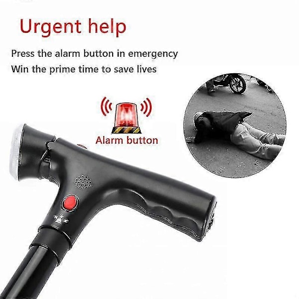 Nya Modeller Hopfällbar Teleskopisk Vikbar Käpp Äldrekäpp LED Med Alarm Gåstavar Äldrekryckor För Mor