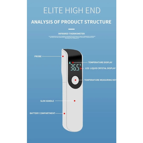 Lääketieteellinen infrapunainen otsalämpömittari kosketukseton, ZQKLA