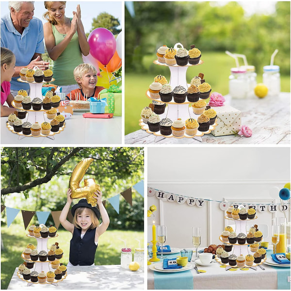 2 stk. Kakestativ Papp Cupcakestativ 3 Etasjer Cupcake Dessert H