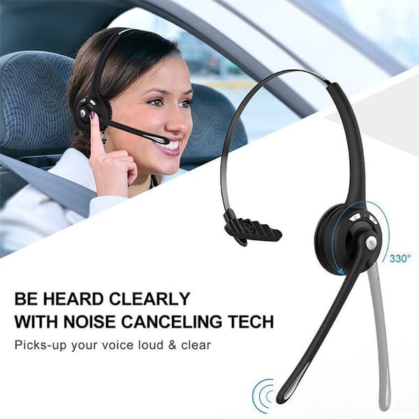 Bluetooth Headset med Mikrofon, Trådlöst Kontorsheadset, Over He, ZQKLA