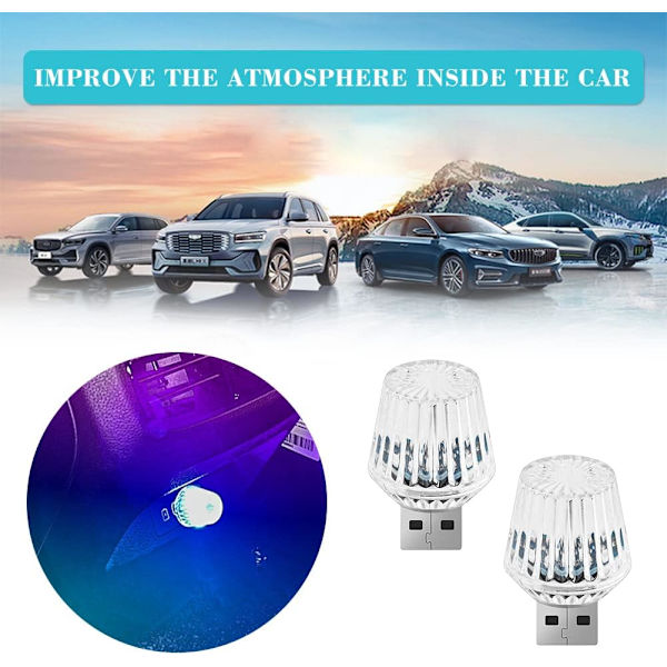 USB Nattlamper, USB Atmosfære Lyssett, 2 stk USB LED, ZQKLA