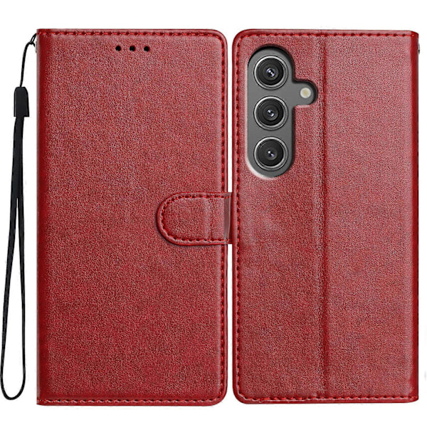 För Samsung Galaxy A05s 4G Läder Telefonfodral Plånbok Ställ Skydd med Praktisk Rem Red