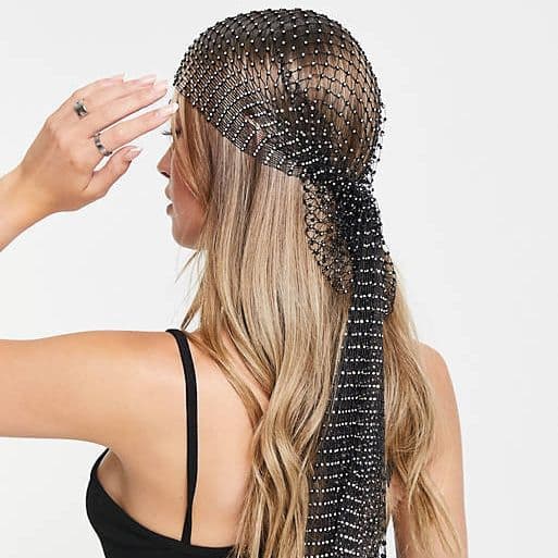 Mesh Rhinestone Hodebånd Krystall Bredt Hodetørkle Elastisk Turba