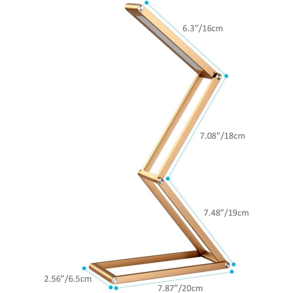 LED sammenleggbar skrivebordslampe med USB-ladeutgang og 2 moduser, ZQKLA