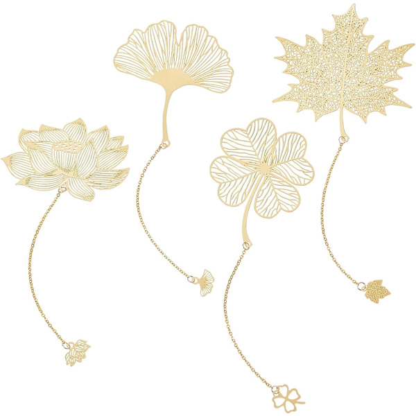 Guld Bogmærker 4 Designs Hul Bogmærke Lønneblad Ginkgo L,ZQKLA