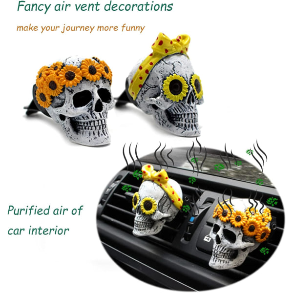 Ghost Head -auton tuuletusklipsi, Skull Automotive -sisustus, n