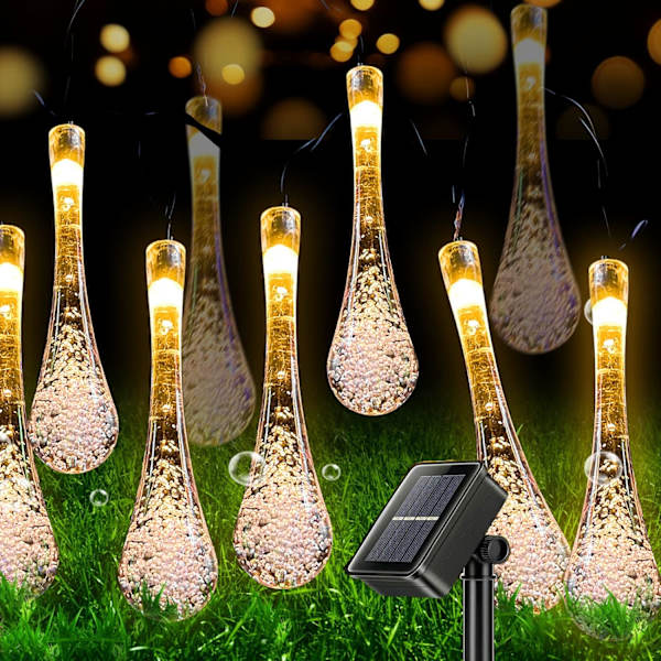 Solcelledrevne lyskæder, 50 LED 7M Solar Water Drop Ligh, ZQKLA