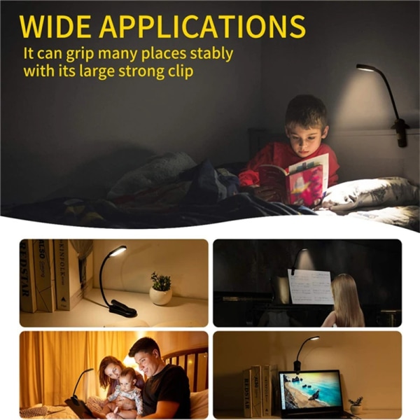 Uppladdningsbar boklampa 7 LED-läslampa med 3-nivå krig, ZQKLA