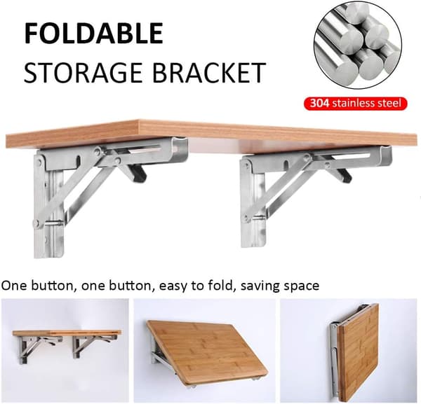 2 stk. Foldbare Hyldebeslag - Heavy Duty Metal Sammenklappelig Triang