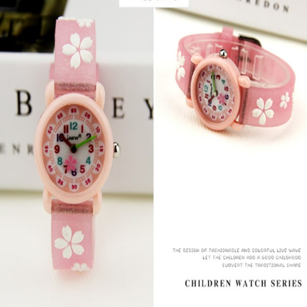Flickors Time Machines Analog Klocka med Elastiskt Tygband Rosa, ZQKLA