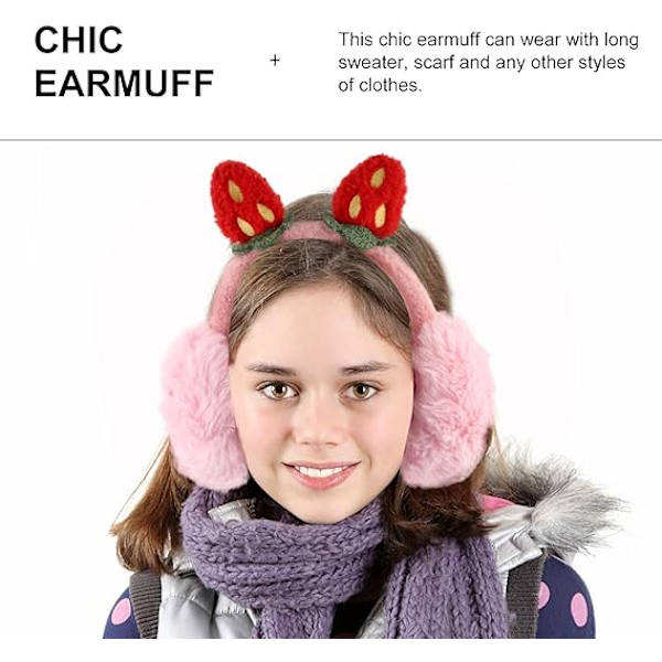 Dam Tjejer Öronmuff Plysch Vinter Varma Öronmuffar Chic Strawbe, ZQKLA