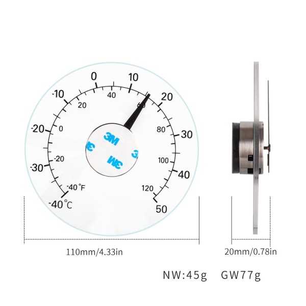 Cirkelformad Fönster Väderstation - Transparent Termometer - ,ZQKLA