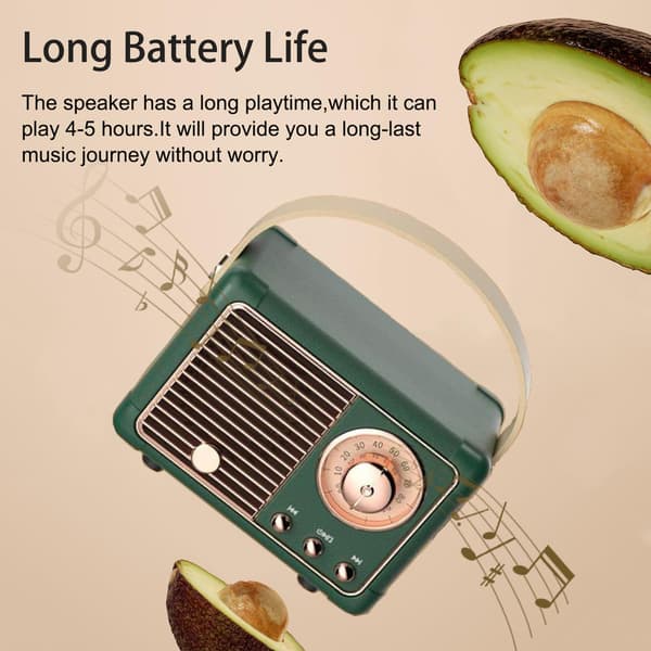 Retro Bluetooth -kaiutin, mini langaton kaiutin, ulkokäyttöön, kannettava, ZQKLA