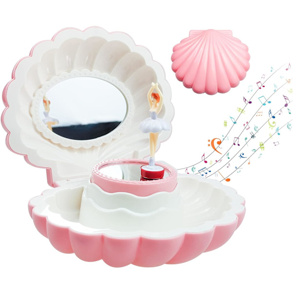 Shell Ballerina Musikkboks, Rosa Opptrekkbare Musikkbokser for ,ZQKLA