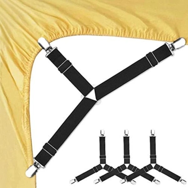 7-30cm Lakenfester, 4 stk Justerbare Trekant Elastiske Opphengsbånd Holdere Stropper Klemme for Laken, Madr