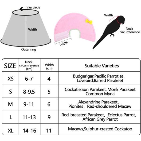Justerbar Fugl Papegøye Tilspisset Krage, Fugl Anti-Bit Krage, ZQKLA