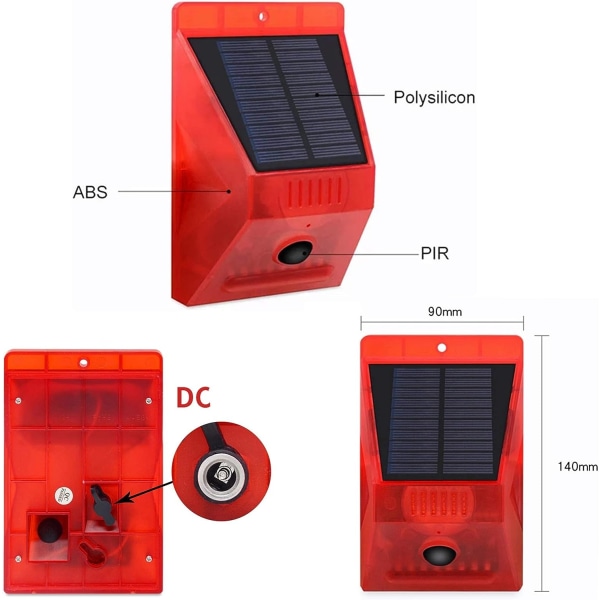 Solar strobe lys med fjernbetjening bevægelsesdetektor Outdo,ZQKLA